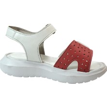 Onlo Ayakkabı B.062 Hakiki Deri Beyaz Anatomik Kız Çocuk Sandalet