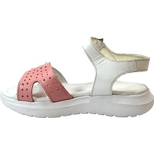 Onlo Ayakkabı B.062 Hakiki Deri Beyaz Anatomik Kız Çocuk Sandalet