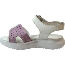 Onlo Ayakkabı B.062 Hakiki Deri Beyaz Anatomik Kız Çocuk Sandalet