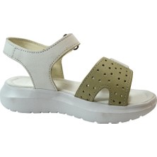 Onlo Ayakkabı B.062 Hakiki Deri Beyaz Anatomik Kız Çocuk Sandalet