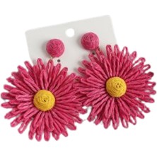 Waves And Pebbles Pembe Çiçek Küpe