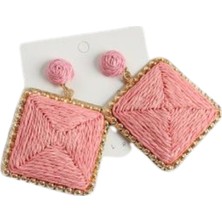 Waves And Pebbles Pembe Kare Küpe