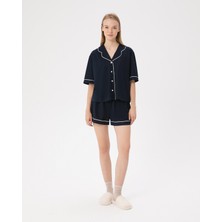 Lacivert Biyeli Pijama Şort