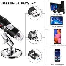 Teknofaji 1600X Diji Mikroskop USB 8led Çok Amaçlı Cilt Biyolojik Analiz Tel Tamiri Muayene Kamerası