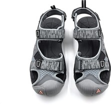 Humtto HM740093A Burnu Kapalı Gri Cırtlı Erkek Outdoor Trekking Spor Sandalet