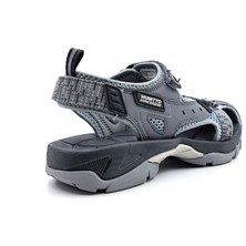 Humtto HM740093A Burnu Kapalı Gri Cırtlı Erkek Outdoor Trekking Spor Sandalet