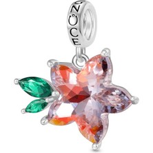 Gnoce Pembe Zirkon Sakura Charm, 925 Ayar Gümüş