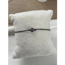 Ametrin Taşı Ayarlanabilir Siyah Ip Bileklik & Halhal