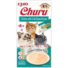 Inaba Ciao Churu Cream Tavuklu ve Yengeçli Sıvı Kedi Ödül Maması 14 gr 4 Adet.gzpde