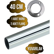 DS Yapı Metal Yuvarlak Krom Mobilya Dolap Askı Borusu(Krom)(2 Adet Yuvarlak Flanş-1 Adet BORU)(ÇAP:25MM)