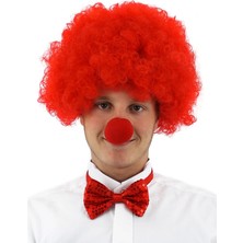 Kırmızı Renk Kıvırcık Afro Palyaço Seti