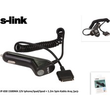 S-Link IP-830 1500MA 12V Ipod-Iphone-Ipad Araç Şarj Cihazı