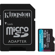 Kingston SDCG4-512GB 512GB Microsdxc Canvas Go Plus Gen4 200MB-S A2 U3 V30 Card + Adp Hafıza Kartı
