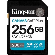 Kingston SDG4-256GB 256GB Sdxc Canvas Go Plus Gen4 200MB-S C10 Uhs-I U3 V30 Hafıza Kartı