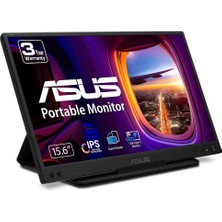 Asus MB166C Zenscreen 15.6" Taşınabilir 5ms 60Hz 1920X1080 Fullhd Usb-Cx 1 (Dp Alt Modu) Siyah Monitör