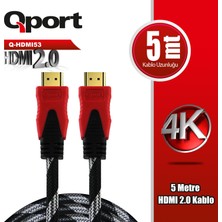 Qport 5 Metre Q-HDMI53 2.0V 4K 60Hz Altın Uçlu HDMI Kablo