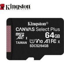 Kıngston Canvas Select Plus 64GB Mıcro Sdhc CLASS10 Uhs-I 80MB/S Hafıza Kartı SDCS2-64GB