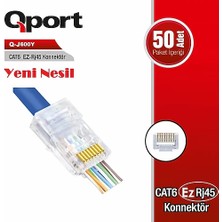 Qport Cat6 (50Lİ Paket) EZ-RJ45 Yeni Nesil Konnektör (Q-J600Y)