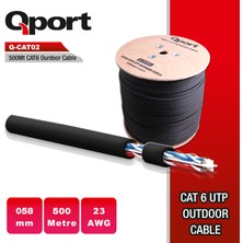 Qport 500M Makaralı Outdoor  23AWG 0.58MM Siyah Kablo (Q-Cato2)