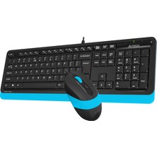 A4 Tech F1010 Q USB Mavi Tr mm Klavye+Optik Mouse