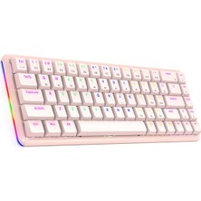 Rampage Rebel Pembe Low Profile Red Swıtch Mekanik Gaming Oyuncu Klavye Us Layout Rainbow