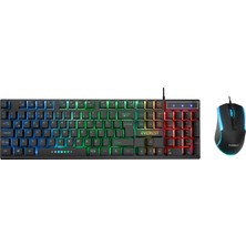 Everest KM-198 Luminax Q Gökkuşağı Aydınlatmalı Gaming Klavye + Mouse Set Siyah