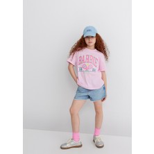 Mavi Barbie Baskılı Pembe Tişört 7610312-86959