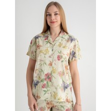 Sixteensixty V Yaka Bej Pijama Üst 403SIX-1110-058