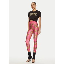 Versace Jeans Couture Yuvarlak Yaka Baskılı Siyah Kadın T-Shirt 78HAHT01