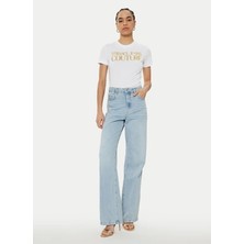 Versace Jeans Couture Yuvarlak Yaka Baskılı Beyaz Kadın T-Shirt 78HAHT01