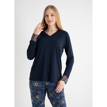Wondergen V Yaka Lacivert Pijama Üst 401WON-1110-175