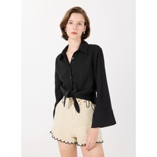 Mr. Mood Standart Gömlek Yaka Siyah Kadın Gömlek Mrs Mıka Shırt