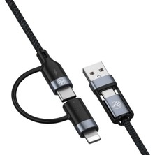 Samsung A30 / A31 / A32 / A33 / A34 / A35 Uyumlu Hızlı Şarj Kablosu 4-In-1