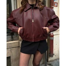 Kadın Deri Bomber Ceket