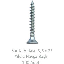 Sunta Vidası 3,5X25, 100 Adet Tam Diş SNT YHB Vida
