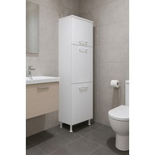 Azzuri Furniture Çamaşır Sepetli Banyo Dolabı 2 Sepetli Çok Amaçlı Dolap Beyaz