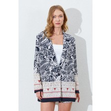 Kadın Siyah Eteği Sulu Blazer Ceket