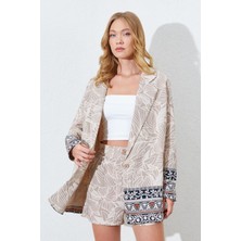 Kadın Vizon Eteği Sulu Blazer Ceket