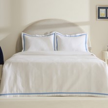 Karaca Home Doris %100 Pamuk Çift Kişilik Yatak Örtüsü Takımı Mavi