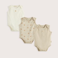 Happy Bee 3'lü Kolsuz Body Set Taş/ekru