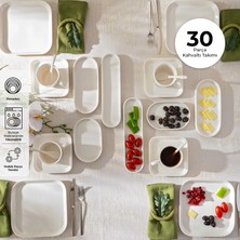 Emsan Yeni Mısra 30 Parça 6 Kişilik Porselen Kahvaltı Servis Takımı Beyaz