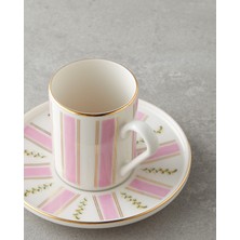 Serenade Bone Porselen 4 Parça 2 Kişilik Kahve Fincan Takımı 90 ml Pembe - Gold