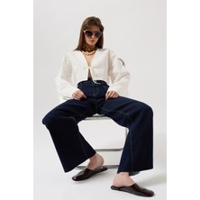 Cep Detay Yüksek Bel Lacivert Jean