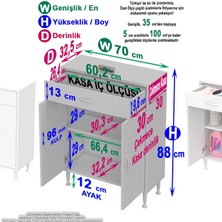 70 x 88 x 32,5 Cm’lik 1 Çekmece 1 Kapak 1 Raf 2 Gözlü,organizatör Mutfak Dolabı Çok Amaçlı Dolap