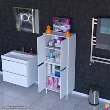 Modilayn İLKİM 65x138x32,5 cm Ekstra Düzen İçin Kullanışlı 4 Kapak 4 Bölmeli Banyo Mutfak Dolabı