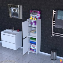 Modilayn İLKİM 45x138x32,5 cm Ekstra Düzen İçin Kullanışlı 4 Kapak 4 Bölmeli Banyo Mutfak Dolabı