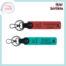 Miaju Kardeşe Verilecek Kişisel Bir Hatıra, 61 Trabzon Temalı Deri Anahtarlık Seti, Nar Çiçeği-K Turkuaz