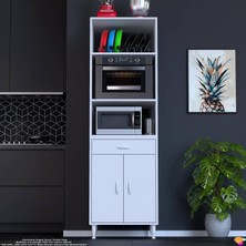 Modilayn VİYA 60x194,6x56  cm 1 çekmece ve 2 kapaklı Mutfağınıza Yepyeni Fırın ve Mikrodalga Dolabı