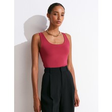 20977 Kalın Askılı Poliamid Atlet-Koyu Fuşya