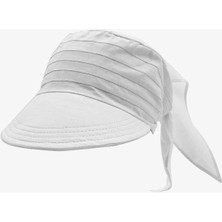 Külah Safari Şapka Bağlamalı Siperli Bandana Plaj Şapkası Beyaz